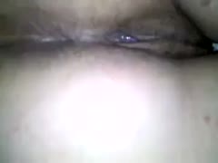displaying my girl's narrow, slippery slit in a close-up with the discharge